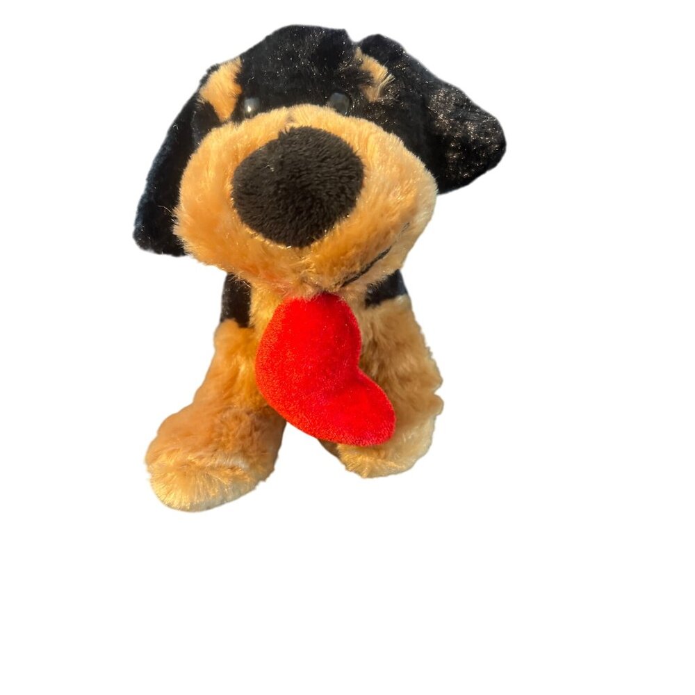 Dan Dee Collectors Choice Plush Dog Puppy Valentines Dangling Heart Sitting 7"